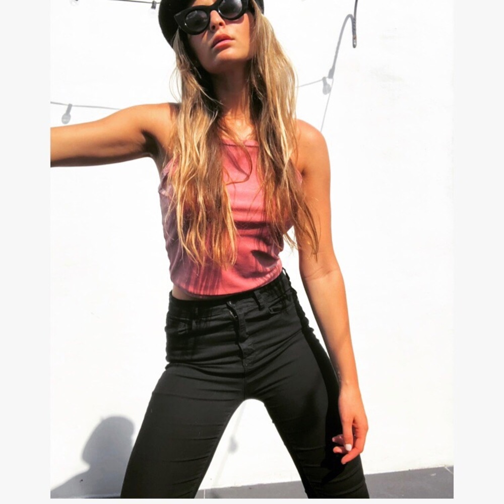 NWT PINK VELVET DARK PINK RACER BACK CROPPED TOP
